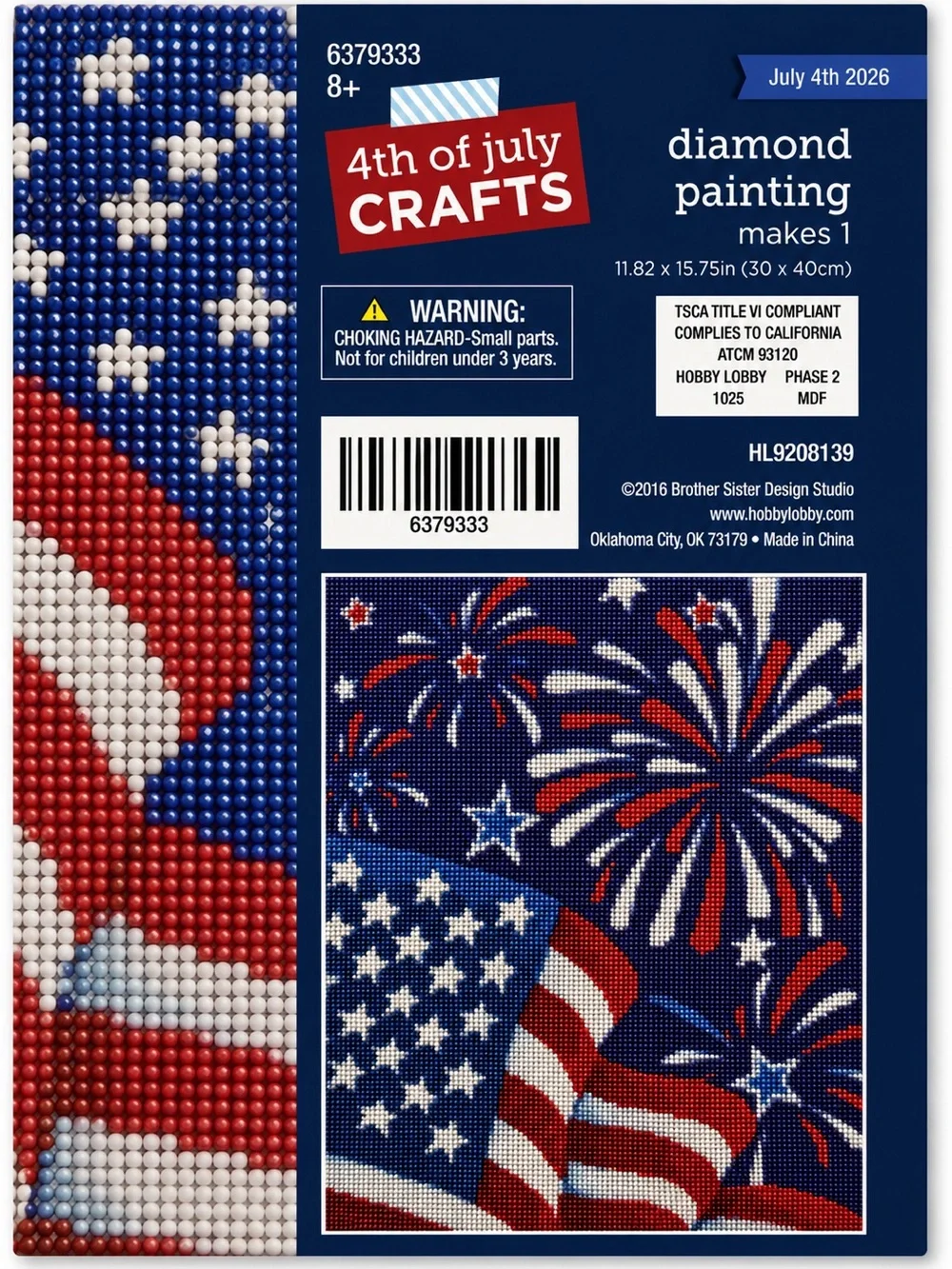 4th of July Fireworks Diamond Art Kit USA Flag Craft New Hobby Lobby